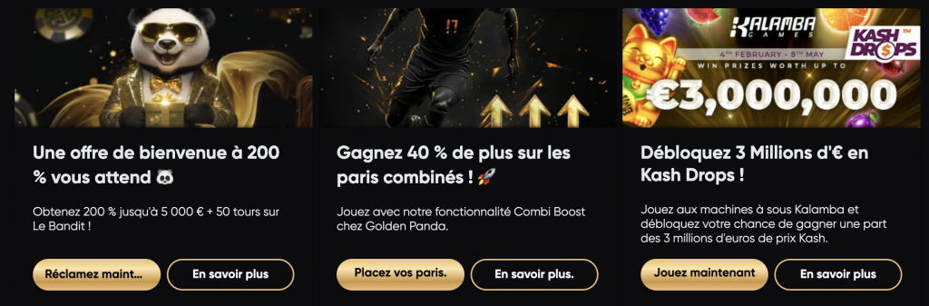 Bonus et promotions de Golden Panda
